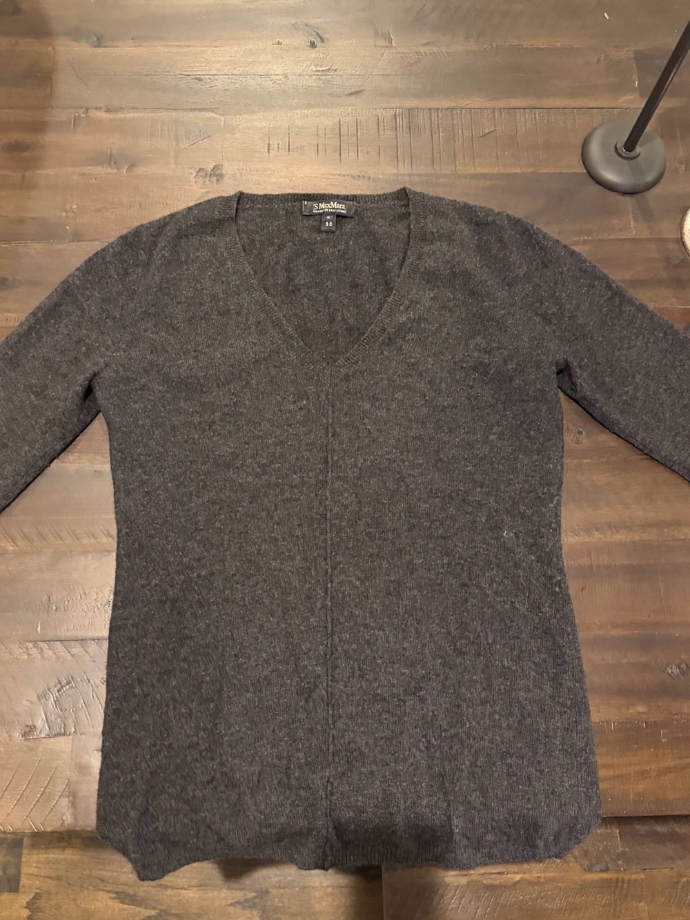 ‘S Max Mara Wool V-Neck Sweater in Charcoal